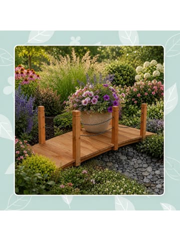 relaxdays Gartenbrücke in Orange - (B)150 x (H)55 x (T)67 cm