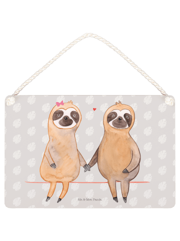 Mr. & Mrs. Panda Deko Schild Faultier Pärchen ohne Spruch in Grau Pastell