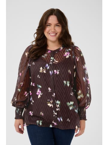 KAFFE curve Langarm - Hemd KCclara Regular fit in Black Coffee/Multi col.Flowers