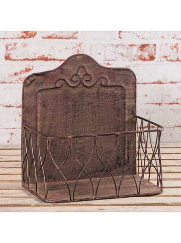 AltoBelli Wandkorb ZITA Metall Antik Braun 26x24 cm