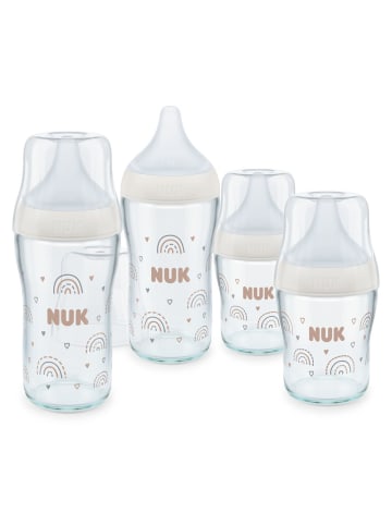 NUK Glas-Flasche 4er Pack Perfect Match 120 ml & 230 ml in weiss,weiss,motiv