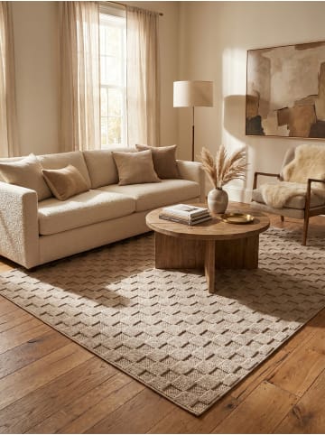 KADIMA DESIGN Flachgewebe-Teppich Schachbrett Grafisch Modern Pflegeleicht in Beige