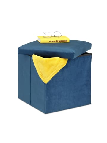 relaxdays Sitzhocker mit Stauraum in Blau - (B)38 x (H)38 x (T)38cm