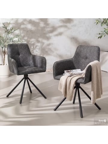 home24 Gartenstuhl Zenari 2er-Set in Schwarz / Grau
