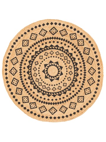 Pergamon Jute Teppich Salsa Ethno Rund in sand
