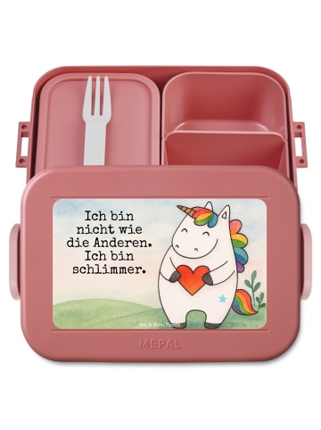 Mr. & Mrs. Panda Lunchbox Einhorn Herz Design mit Spruch in Rot Pastell