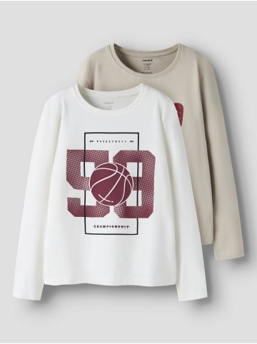 name it 2er-Pack Oberteil mit langen Ärmeln in Island Fossil