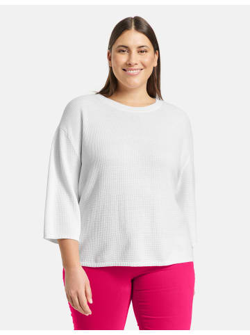 SAMOON Pullover 3/4 Arm Rundhals in white