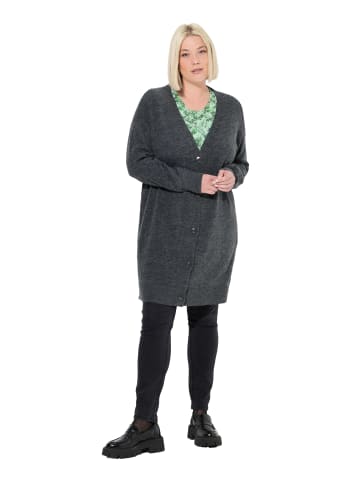 Ulla Popken Strickjacke in dunkelgrau melange