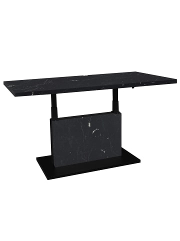 58 aufm Kessel COUCHTISCH Höhenverstellbar Else 4 120x49x70 Holz Keramikoptik Schwarz