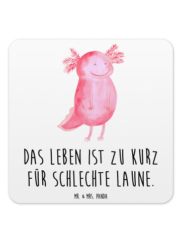 Mr. & Mrs. Panda Bierdeckel Axolotl Glücklich mit Spruch in Weiß