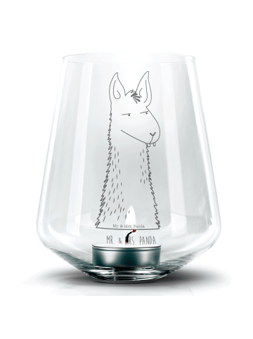 Mr. & Mrs. Panda Glas Windlicht Lamakopf Genervt ohne Spruch in Transparent