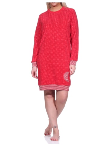 NORMANN Frottee Nachthemd Bündchen Tupfen und Ringeldesign - 76324 in bunt