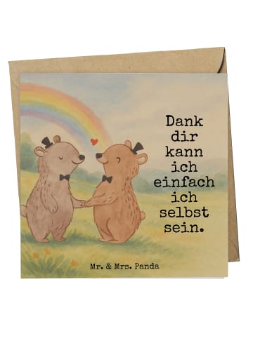 Mr. & Mrs. Panda Glückwunschkarte Bären Gay Pride Design mit Spruch in Weiß