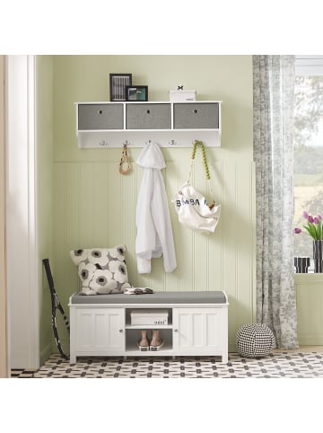 SoBuy Wandgarderobe in Weiß und Grau - (B)100 x (H)30 x (T)20cm
