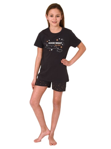 NORMANN Shorty Pyjama kurzarm SternchenDesign - 74263 in dunkelgrau