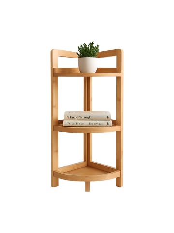 relaxdays Bambus-Eckregal "3 Ablagen" in Natur - (B)23 x (H)77 x (T)23 cm