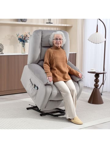 HOMCOM Elektrischer Aufstehsessel-93L x 90B x 110H cm-Hellgrau