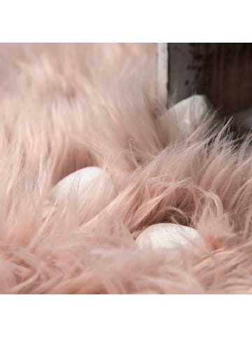 KADIMA DESIGN Hochflor Teppich Shaggy waschmaschinenwaschbar Einfarbig in Rosa