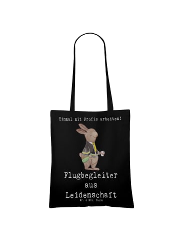 Mr. & Mrs. Panda Tragetasche Flugbegleiter Leidenschaft mit Spruch in Schwarz