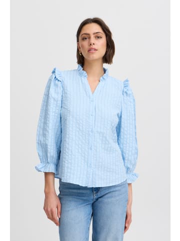 ICHI Kurzarm-Bluse IXSANJA Regular fit in Della Robbia Blue Stripe