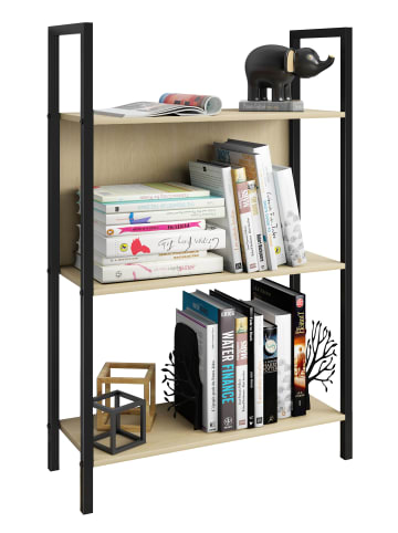 VCM Holz Metall Stand Regal Büro Bücher Flakos 3fach in Honig-Eiche