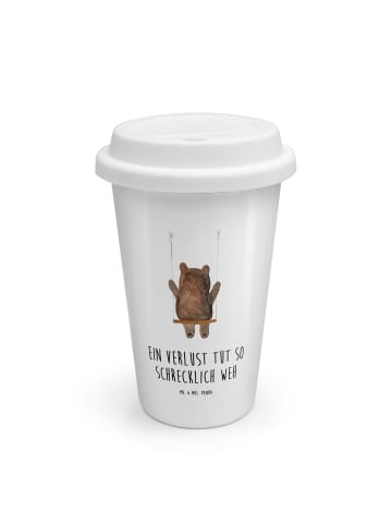 Mr. & Mrs. Panda To Go Becher Bär Schaukel mit Spruch in Weiß