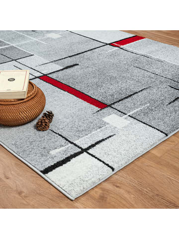 the carpet Kurzflorteppich Pearl C in Grau Rot