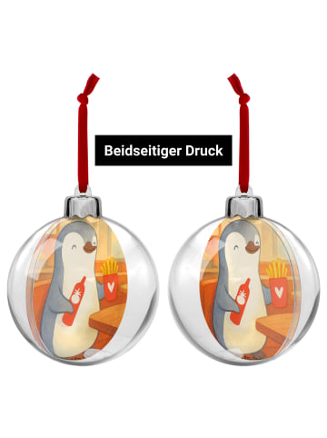 Mr. & Mrs. Panda Weihnachtskugel Pinguin Pommes Design ohne Spruch in Weiß