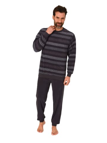 NORMANN Langarm Schlafanzug Frottee Bündchen - 86769 in dunkelgrau