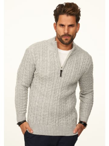 DAILY COTTON Strickpullover - als Grobstrick Troyer Pulli mit Zopfmuster für Herren in Grey