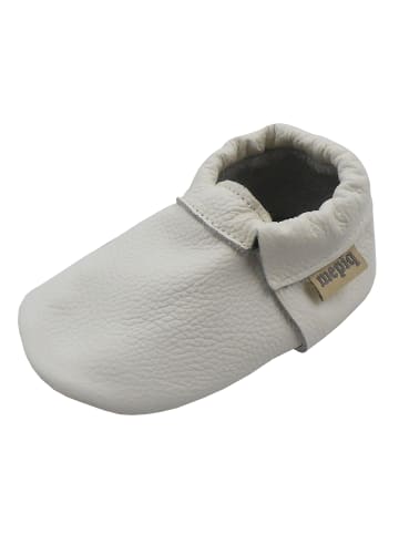 Mepiq Baby-Leder-Laufschuhe, komfortabel mit rutschfester Sohle - Weiß