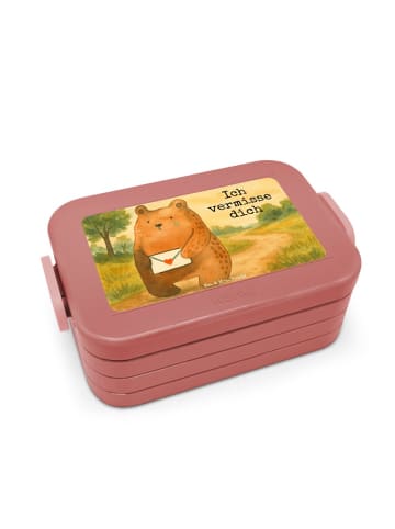 Mr. & Mrs. Panda Bentobox Bär Vermissen Design mit Spruch in Rot Pastell