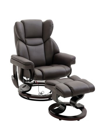 HOMCOM Relaxsessel mit Fußhocker in Braun 79L x 82B x 101H cm