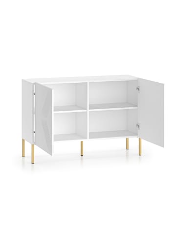 Feldmann-Wohnen Sideboard Clearing weiß / einzelne Füße gold 114 / 37 / 77cm