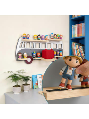 relaxdays Toniebox Regal "Bus" in Grau - (B)62 x (H)32 x (T)13 cm