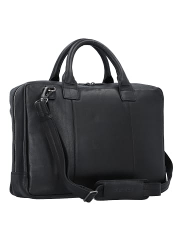 Plevier Vintage Bill Aktentasche Leder 40 cm Laptopfach in schwarz