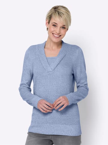 Sieh an! 2-in-1-Pullover in bleu-meliert