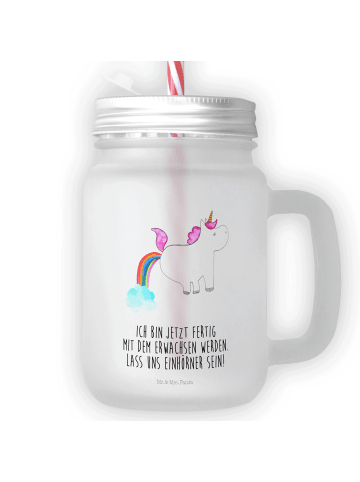 Mr. & Mrs. Panda Trinkglas Mason Jar Einhorn Pupsen mit Spruch in Transparent