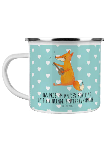 Mr. & Mrs. Panda Emaille Tasse Fuchs Gitarre mit Spruch in Türkis Pastell