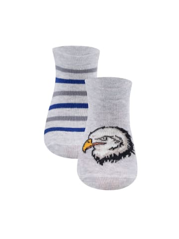 ewers 2er-Set Sneaker Socken 2er Pack Adler/Ringel in hellsilber meliert