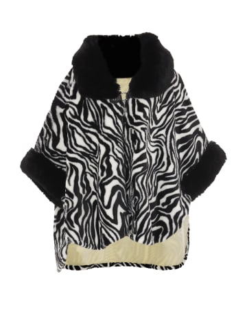 imala Damen Poncho in Wollweiss Schwarz
