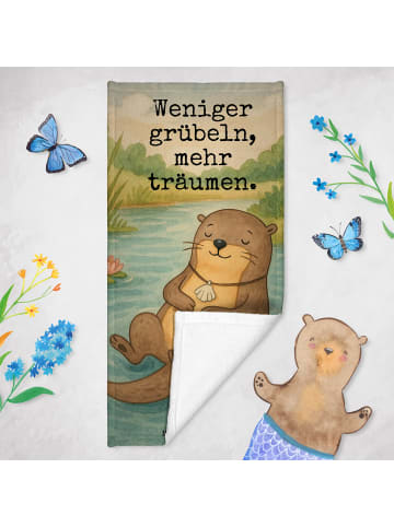 Mr. & Mrs. Panda Strandtuch Otter Muschel Design mit Spruch in Grau Pastell