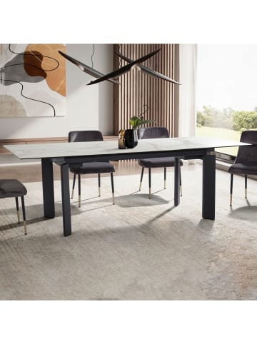 KADIMA DESIGN Esstisch ausziehbar groß, Marmor-Optik, Keramik-Glasplatte in Weiß-Schwarz