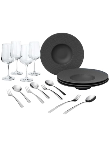 Villeroy & Boch 12er Set Pasta-Set Manufacture Rock in schwarz