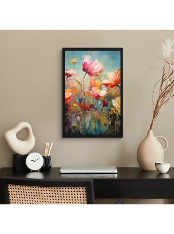 MuchoWow Poster mit Leiste Bunte Blumen