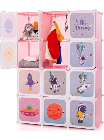 COSTWAY Kleiderschrank 12 Würfeln in Rosa