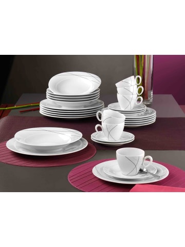 Seltmann Weiden 6er Set Frühstücksuntertassen Trio Highline in ø 17,5 cm in weiß-grau