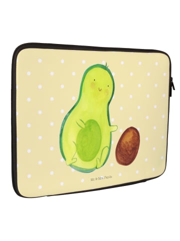 Mr. & Mrs. Panda Laptop Tasche Avocado Kern rollt ohne Spruch in Gelb Pastell