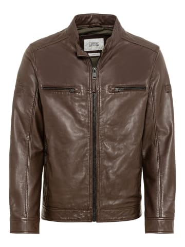 Camel Active Leder Blouson mit Stehkragen in Braun